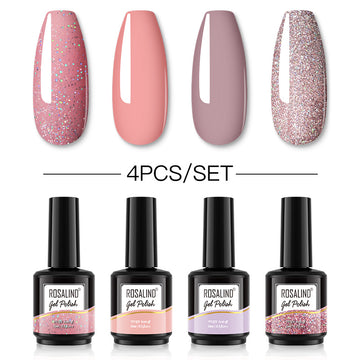 ROSALIND Gel Nail Polish 4Pcs/Set For Manicure Nails Art UV Gel Need Base Top Coat Vernis Semi permanent Nail Polish 15ML